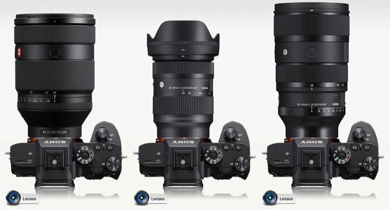 La fotocamera è sempre una Sony A7R III. Gli zoom montati, da sinistra a destra: Sony 28-70/2, Sigma 28-70/2.8, Sigma 28-45/1.8