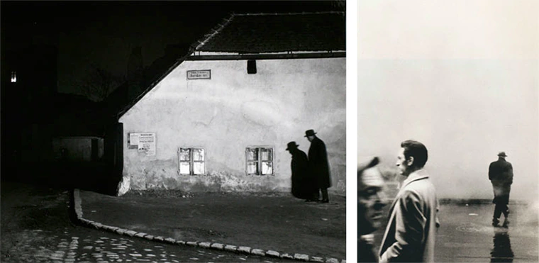 André Kertész, Bocskay-ter, Budapest (1914) a sx; Steve Schapiro, Three Men, New York, (1961) a dx