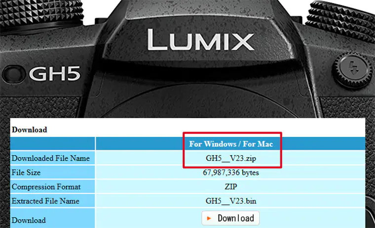 Come aggiornare il firmware della Panasonic GH5 (GH5S, G9)