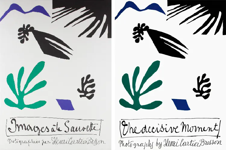 Copertina di Images à la Sauvette (a sinistra) e di The Decisive Moment (a destra), 1952. La copertina fu realizzata da Henri Matisse.