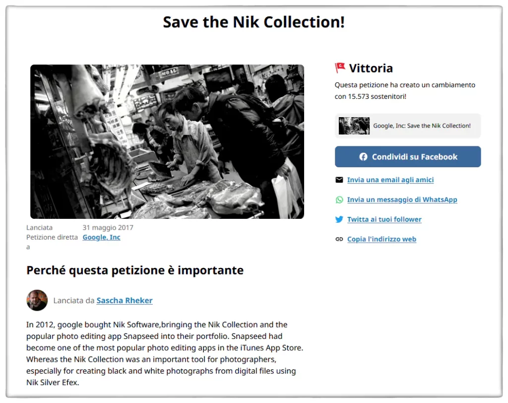 Nik Collection - Petizione