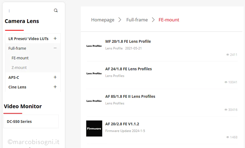 Ricerca del firmware aggiornato
