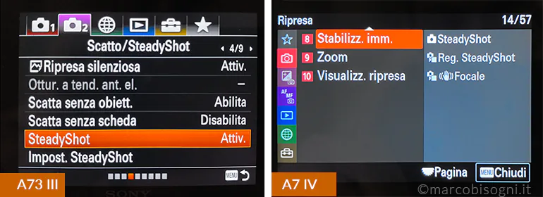 Menu A7R III Vs. A7 IV