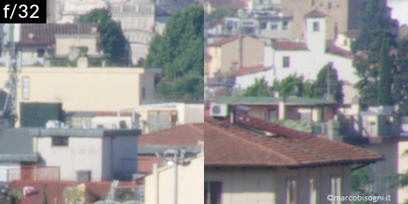 SMC Pentax-M 135mm f/3.5 a f/32 - Centro-bordo (ritaglio 100%)