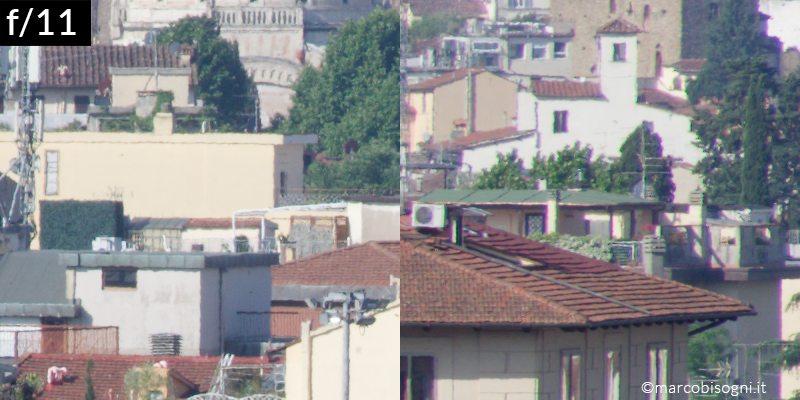 SMC Pentax-M 135mm f/3.5 a f/11 - Centro-bordo (ritaglio 100%)