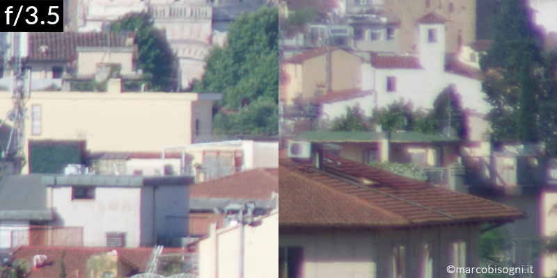 SMC Pentax-M 135mm f/3.5 a f/3.5 - Centro-bordo (ritaglio 100%)
